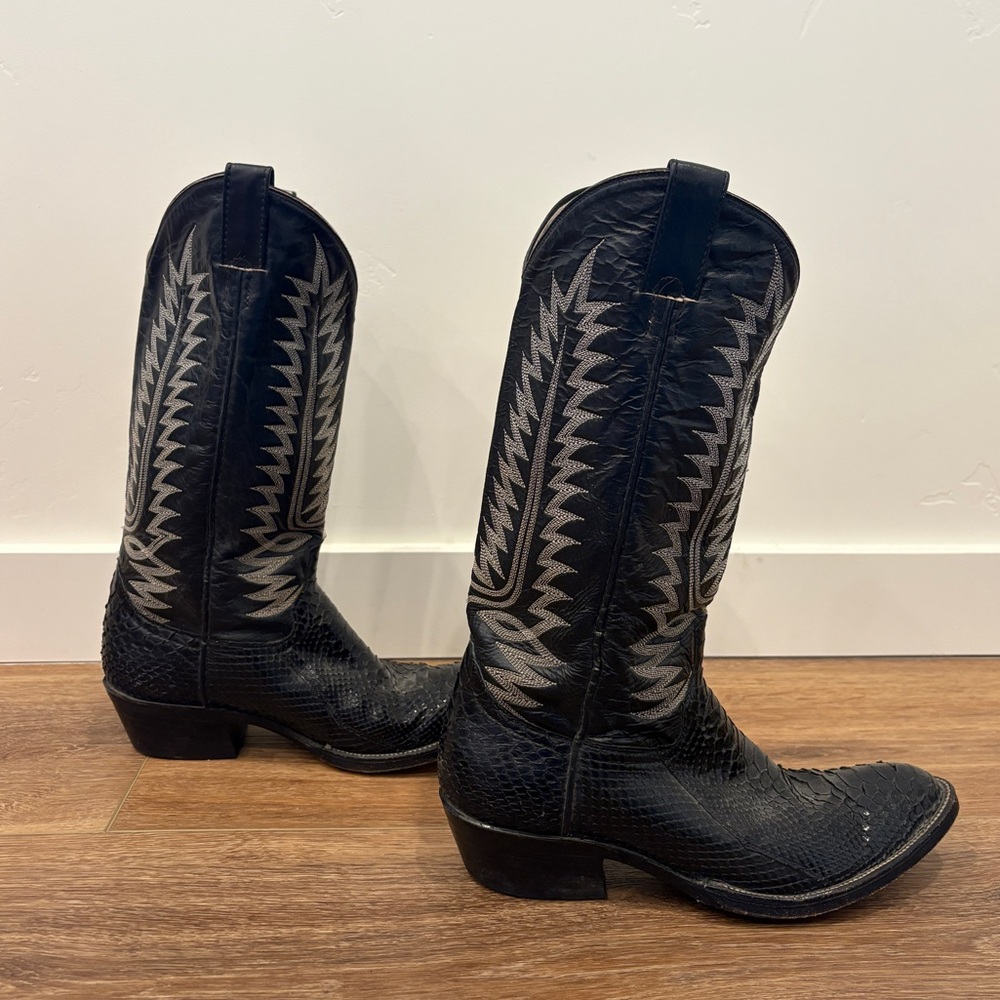 Vintage black leather cowboy boots - Picture 5 of 6